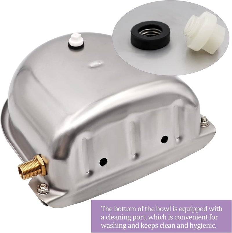NOMAL Automatic Waterer Bowl with Brass Float Valve and Drain Plug Stainless Steel Livestock Water Trough Bowl for Dog Cattle Pig Goat Sheep - Image 4